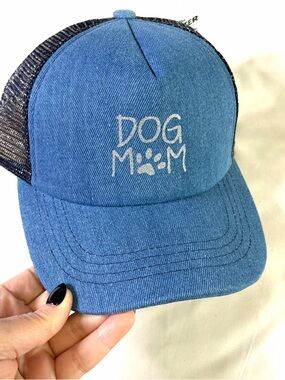 NWT Dog Mom Dark Denim Trucker Hat